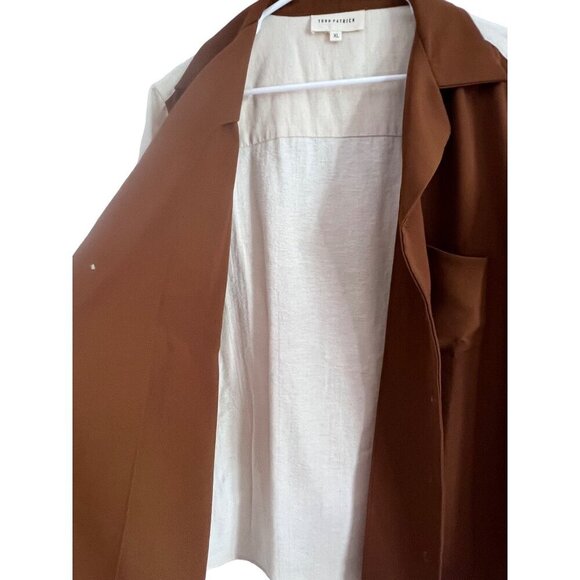 Todd Patrick Designer Cuban Shirt Button Up Brown Cream 2 Tone 2 Fabric Size XL - Picture 4 of 10